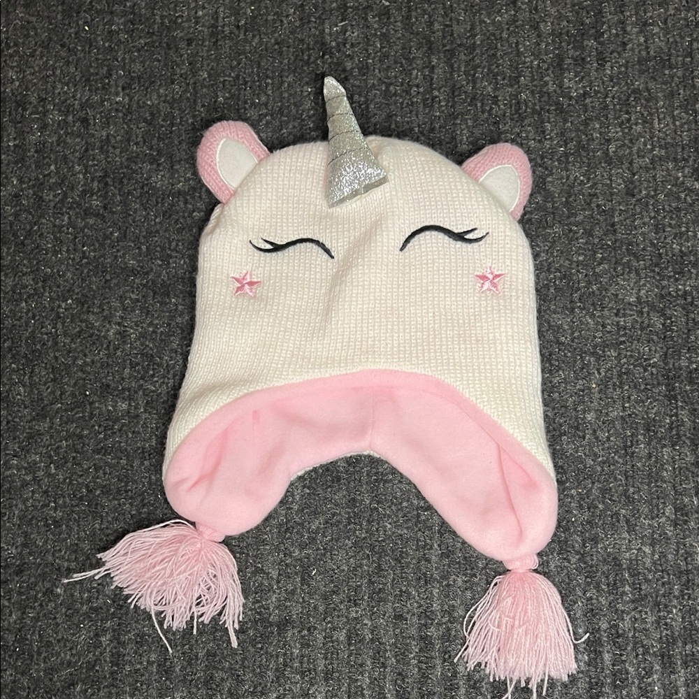 Unicorn Kids Hat with Pink and Silver Accents